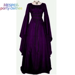 Robe de soirée vintage HESPER pour femme adulte, manches longues, ceinture au cou, coupe irrégulière, tenue de performance de ballet en soie/coton - Product Image 3