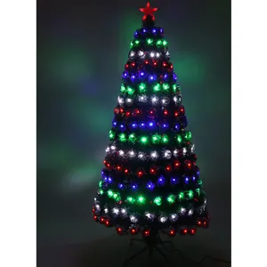 Fabbrica dalla cina luci a LED per albero di natale in fibra piena artificiale Pre-illuminata per decorazioni per feste al coperto di natale