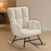 Fauteuil à bascule rembourré en polaire Teddy, idéal pour le salon, chaise de détente, canapé de loisirs, mobilier en cuir pour salon