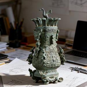 Dekorative Messing-Teekanne in Drachenform mit Lotus- und Kranich-Relief auf dem Deckel, Antikes Modell, Ornamente, Geschenke - Product Image 6