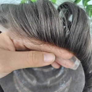 Versalite saç peruk Mono ve dantel ön erkek peruk kılcal erkek saç protezi İnsan saç erkekler sistemi ünitesi postiş