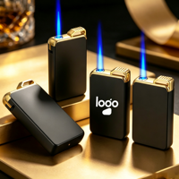 Briquet à gaz butane personnalisé avec logo, en métal, coupe-vent, rechargeable, finition mate givrée, pour cadeau publicitaire, vente en gros d'usine