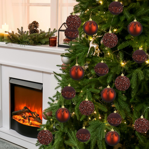 Ensemble de 6 boules de Noël colorées de luxe de 8 cm, incassables, en forme de nœud, pour la décoration de l'arbre de Noël, la décoration de la maison et les fêtes - Product Image 2