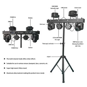Barra Effetti Luce Multifunzione di Alta Qualità: 2 Fari <span class=keywords><strong>Moving</strong></span> Head da 30W + 6 Luci Par da 5W + 2 Fari Butterfly RGBW da 10W, Strobe, Spot per DJ, Discoteca e KTV - Product Image 4