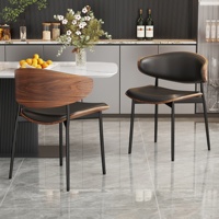 Chaise de loisirs moderne scandinave nordique avec dossier en cuir meubles de maison en bois pour ensemble de table à manger de restaurant et d'hôtel