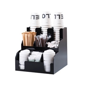 Portabicchieri per Caffè Nero e Tè al Latte con Ripiano per Bicchieri di Carta per Conservazione Bevande - Product Image 1