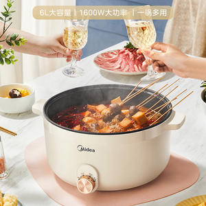 Olla Eléctrica Midea de 6L, Redonda, Antiadherente, Multifuncional, Blanca - Product Image 4