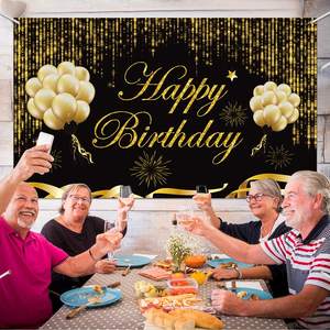 แบนเนอร์ฉากหลังงานวันเกิด ป้ายผ้าขนาดใหญ่ ล้างทำความสะอาดได้ ประดับกลิตเตอร์ สำหรับงานฉลองวันเกิดครบรอบ 30 40 50 60 70 80 ปี - Product Image 3