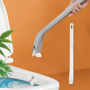 קיר-רכוב זמין חד פעמי אפור ולבן מברשת עם wand ניקוי פתרון ניקוי מברשות עבור חדר אמבטיה - Product Image 1