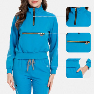Vente en gros 2025 nouvelle infirmière robe médicale uniforme 2 pièces femmes Spandex à la mode survêtement gommages uniformes soins infirmiers hôpital ensembles - Product Image 2