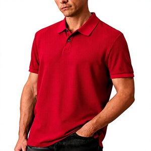 Camiseta de Manga Corta Roja para Hombre, de Algodón, Tejido Sólido, Informal, Transpirable, Corte Regular, Logotipo Frontal, Secado Rápido - Product Image 1