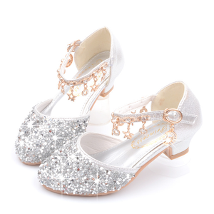 Zapatos de Tacón Alto para Niñas, Zapatos de Vestir para Fiesta de Boda de Princesa, Zapatos Infantiles con Lentejuelas para Actuaciones - Product Image 3
