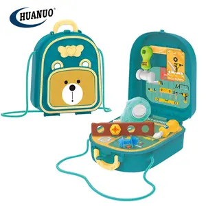 Nova venda quente crianças 14 pçs ferramenta bancada, brinquedos, conjunto, fingir, brinquedos, ferramenta, mesa no ombro, bolsa