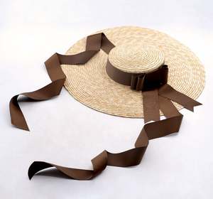 CLN612603 Sombreros de Paja de Trigo al por Mayor con Ala Ancha y Lazo, Sombrero de Playa para Mujer, Sombrero Turístico, Sombrero para el Sol - Product Image 1