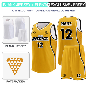 Maillot de basket-ball personnalisé grande taille pour hommes, chemises d'entraînement imprimées numériquement avec numéros, ensemble d'uniformes de basket-ball pour jeunes B25053 - Product Image 3