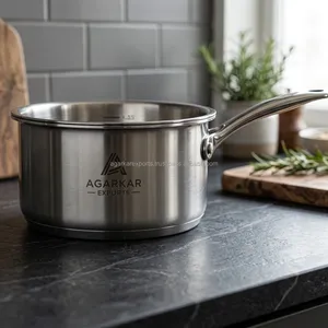 กระทะซอสสแตนเลสแบบหนาพิเศษ ผิวเงา สำหรับครัวมืออาชีพและร้านอาหาร - Product Image 2