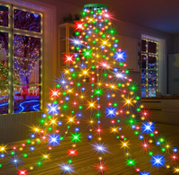 Hängende Weihnachtsstern-Lichterkette mit Mehrfarbiger Wasserfall-LED-Beleuchtung für Fenster, Zimmer, Festliche Dekoration und Atmosphärische Beleuchtung