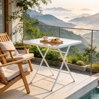 Nouvelle conception de table carrée en verre ondulé pliable pour l'extérieur, portable, durable, imperméable, en verre trempé