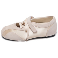Chaussures plates Mary Jane en cuir microfibre pour femmes, OEM ODM, avec lacets avant, sangle réglable, talon plat, style rétro sportif, légères