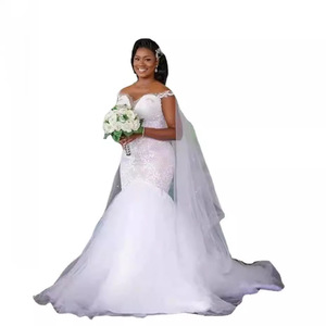 <b>White</b> Mermaid Wedding Dress Sweetheart Neckline <b>Lace</b> Vintage Style Natural Waistline 008 - Product Image 3
