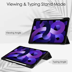 Mới Đẹp Chất Lượng Acrylic Mềm TPU Trifold Trường Hợp Đối Với iPad Không Khí 11 2024 Chân Đế Bìa Với S Bút Chì Chủ