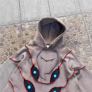 美式暗黑复古重工眼3D打印数码印花长款宽松连帽衫街头时尚男女款 - Product Image 4