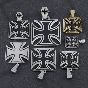 สร้อยคอจี้รูปกางเขนเคลือบสีสไตล์วินเทจ ทำจากสแตนเลส 316L และไทเทเนียม สำหรับผู้ชาย เครื่องประดับแฟชั่น - Product Image 1