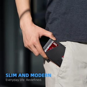 <span class=keywords><strong>Portefeuille</strong></span> mince court à deux volets en cuir véritable marron pour hommes de luxe avec fermeture minimaliste pince à billets en matériau PU Durable - Product Image 5