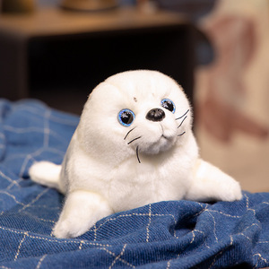 Jouet en peluche de phoque couché réaliste, animal de simulation avec pose mignonne, mammifère marin en peluche pour collection et cadeau, commande en gros - Product Image 6