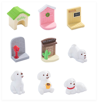 Vente en gros de figurines de dessins animés mini jouets pour enfants sculpture d'animaux art résine sable été chien endormi livre de lecture planche de surf chaise à bière
