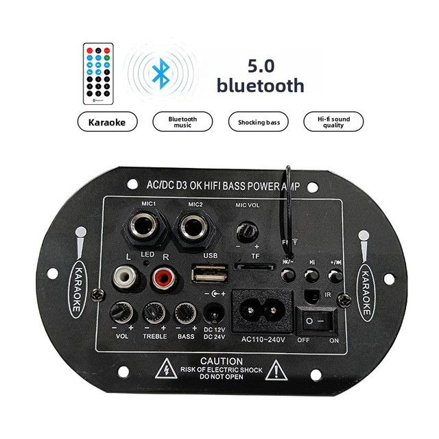 Factory Direct 12V 24V 220V Car Subwoofer Bluetooth Outdoor Dual Mic Audio Amplifier Board PCBA Solution for Speaker System