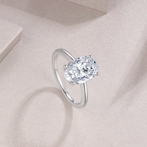 Meistverkaufter 4,5ct Ovaler Moissanit Solitär-Ring 925 Sterling Silber Rhodium-Plattiert GRA Klassischer Verlobungsschmuck Ringe - Product Image 1