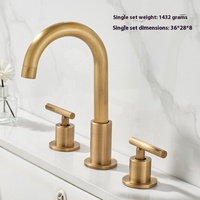 Robinet de lavabo moderne noir en alliage de zinc poli, à montage sur plan, double, à trois trous, avec double poignée et cartouche céramique