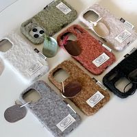 Coque de Téléphone en Peluche Mignonne au Design Tendance pour iPhone 17 16 Pro Max, Tissu Doux Agréable au Toucher, Protection Intégrale, Housse de Téléphone Portable de Luxe pour Filles