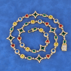 Collier Hip Hop Bling en Argent 925 avec Chaîne Moissanite Multicolore Sur Mesure, Bijoux Arc-en-ciel Givrés, Testeur de Diamant VVS Inclus - Product Image 2