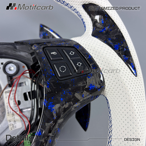 Volante de fibra de carbono forjado azul LED personalizado para BMW M3 E90 E91 E92 E82 E88 320d 330i 335i 135i 128i Coupé 2006-2013 - Product Image 4