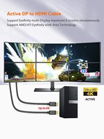 Câble Active DP vers HDMI CableCreation, adaptateur DP 1.2 vers HDMI 4K30Hz prenant en charge la technologie Eyefinity multi-écrans pour moniteur PC