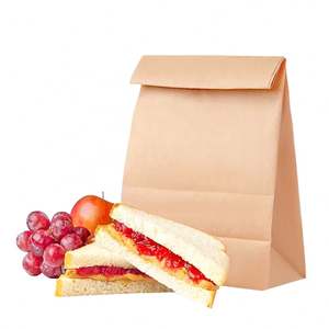 Bolsas de Papel Kraft Blancas Impresas Personalizadas ZJPACK con Fondo Cuadrado sin Asas para Empacar Alimentos como Pizza, Leche, Sushi, Gelatina - Product Image 1