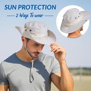2025 Chapeau de soleil de sport brodé Boonie Bucket Casquette de pêche avec mentonnière et côtés à pression - Product Image 3