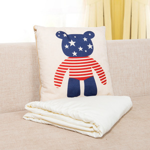 Manta de algodón PP 2 en 1 con logotipo personalizado, almohada de lino para sofá y coche con estampado de doble propósito - Product Image 4