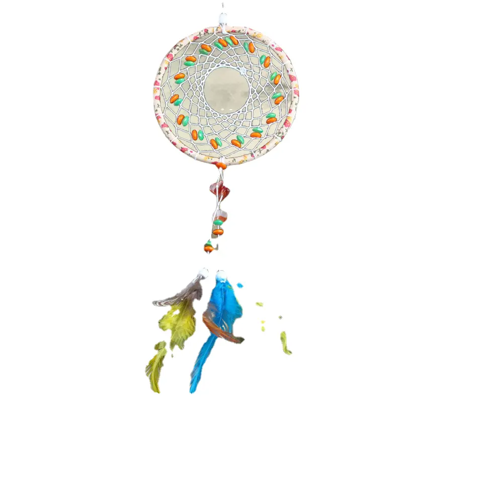 Thủ công mengsong ms6096 sỏi vải bàn tính hạt Giấc Mơ Catcher xe thủ công mặt dây chuyền nhỏ jewelrydreamcatcher