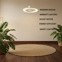 Ventilateur de plafond 3 pales ABS 20 pouces Moteur DC LED Moderne Chambre à coucher IP65 Utilisation extérieure Anti-UV Durable Télécommande