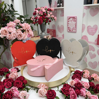 Boîte à fleurs en carton simple avec finition brillante, emballage portable en forme de cœur avec logo pour la Saint-Valentin, effet bronzé, boîte cadeau