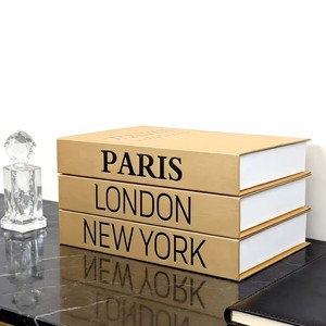 Livre décoratif en faux papier doré mat, double usage : rangement et présentation, ornement artistique pour anniversaire, mariage, maison - Product Image 3