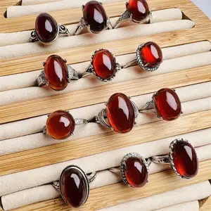 Wholesale 925 Sliver New Design Gemstone Jewelry Ring Red Garnet Stone Ring Crystal Rings For Women