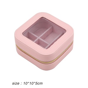 <b>Small</b> Simple Custom Logo Jewelry Case Travel <b>Box</b> Organizer Mini PU Leather Zipper Closure Portable Jewellery <b>Storage</b> - Product Image 6