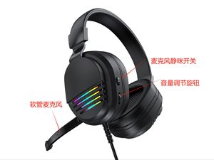 Haute qualité USB LED bandeau pliable Microphone <span class=keywords><strong>PC</strong></span> ordinateur <span class=keywords><strong>casque</strong></span> de jeu <span class=keywords><strong>casque</strong></span> <span class=keywords><strong>Gamer</strong></span> Auriculares - Product Image 2