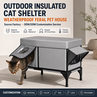 Nichoir chauffant extérieur pour chat, abri isolé et imperméable, niche surélevée pour chats errants avec couverture résistante aux intempéries pour animaux d'hiver