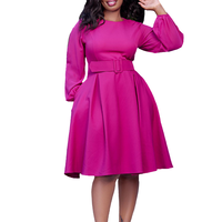 Robes africaines élégantes pour femmes, vêtements pour femmes, robes à col rond, robes à ligne A, manches longues, robe d'automne et d'hiver avec ceinture