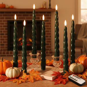 Décoration d'intérieur Mermei, bougie conique en cire de paraffine sans flamme LED 3D à flamme réelle, finition lisse, télécommande, <span class=keywords><strong>batterie</strong></span> - Product Image 1